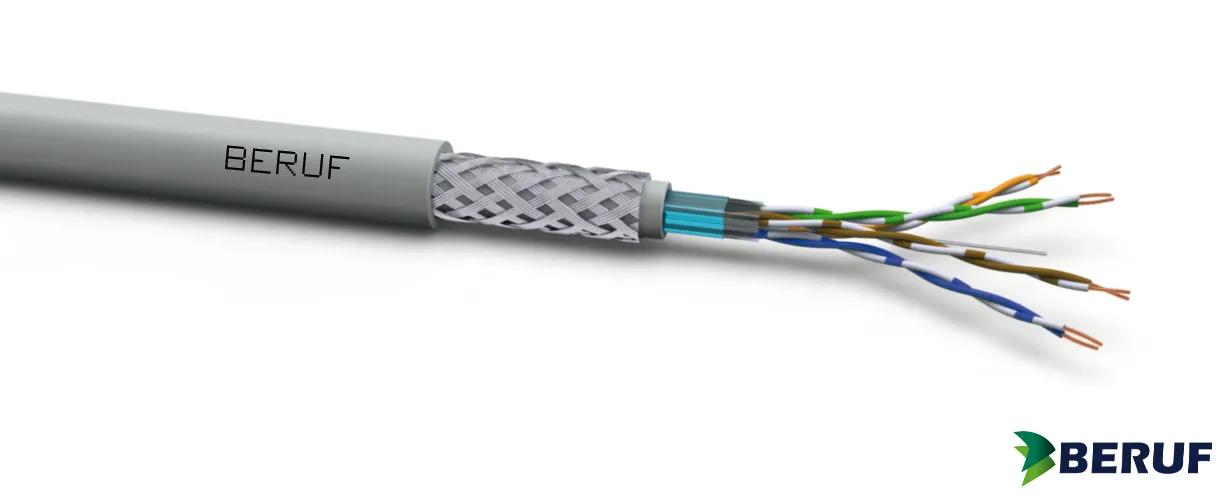 Cabo de rede industrial par trançado blindado F/UTP Cat7 e Cat8
